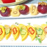 丸ズッキーニのソテーサラダとマンゴスチンプレート☆